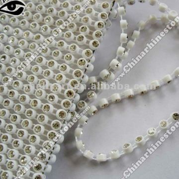 rhinestone chain trim plastic ss12 crystal white net