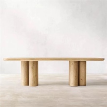 Modern Luxury Contemporary Oslo Cylinder Rectangular Solid Oak Wooden Dining Table