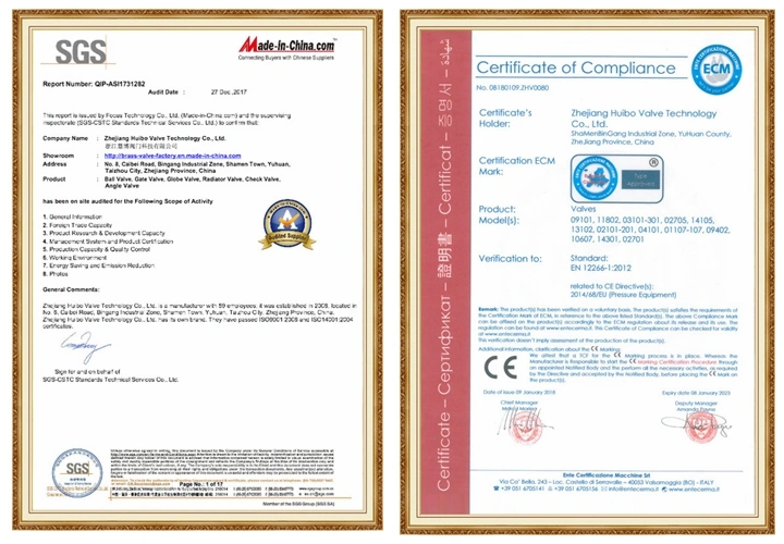 Brass Loosing Joint Three-Way Valve 3/4'''inch with Ce Certificate