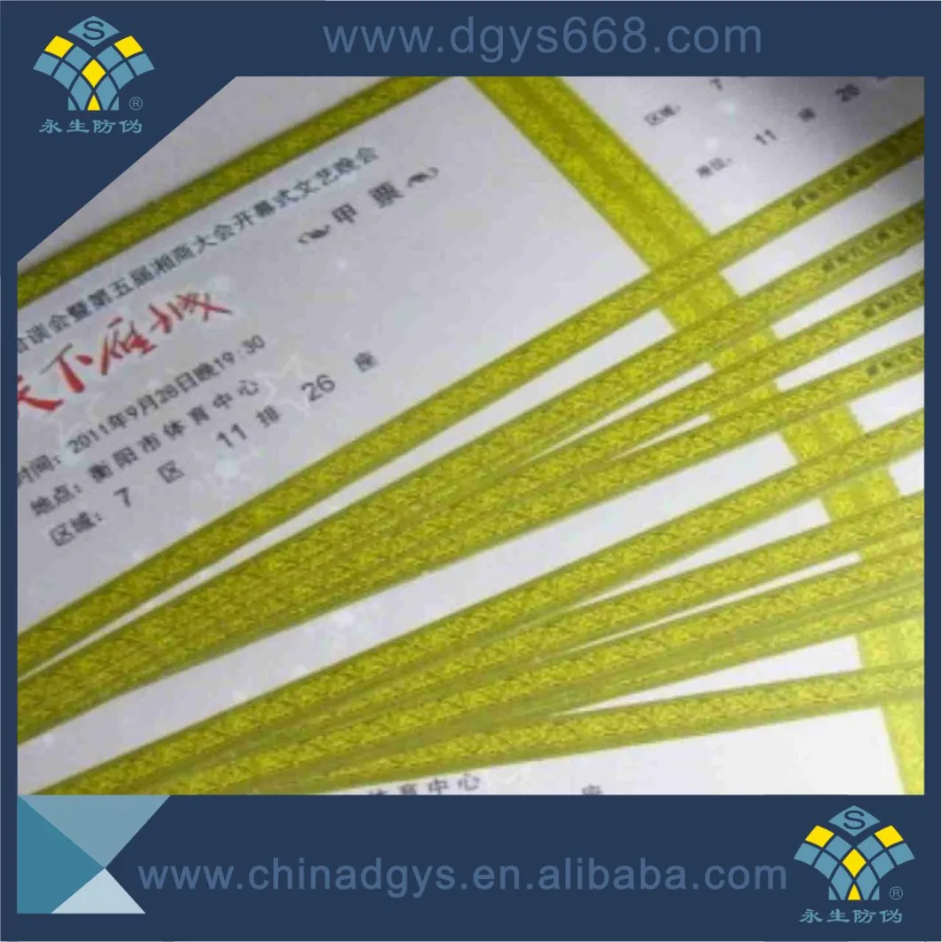 Custom Design UV Effect Embossing Foil Paper Coupon Ticket with Hologram