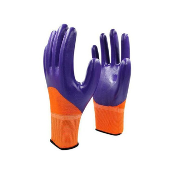 Hespax Nylon Durable 3/4 Nitrile Labor Working Gloves