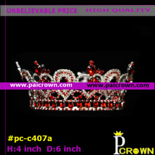 Red Teardrop Round Queen Pageant Tiara Crown