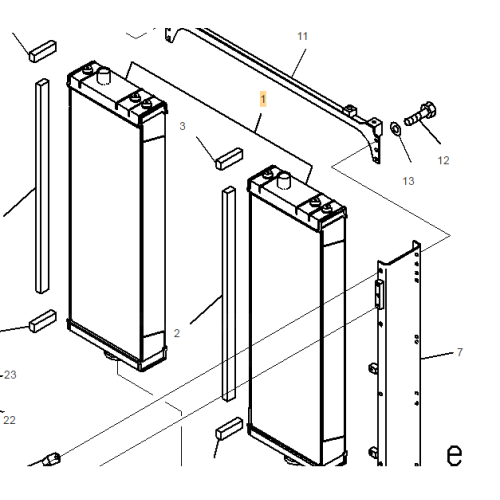 KOMATSU D155AX-6 SISTEM PENDINGINAN RADIATOR CORE 17A-03-41113