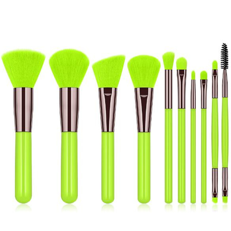 10 fluorescent color makeup blush brush powder  eye shadow lip eyelash  brush set