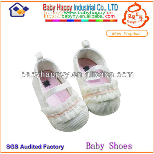 Breathable Wholesale White Cotton Slip-on Girl Baby Dress Shoes