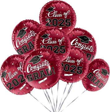 Red graduation helium balloons