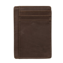 Crazy Horse Vintage Leather Wallet with Custom Logo - Slim Credit Card Holder