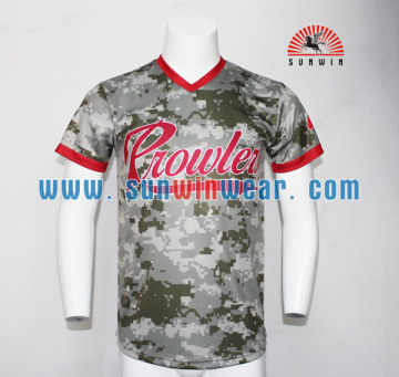 wholesale camo subliamted custom baseball shirts