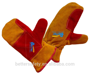 Yellow Split Cow Skin Leather Welding Glove China Wholesale, Leather Mitten