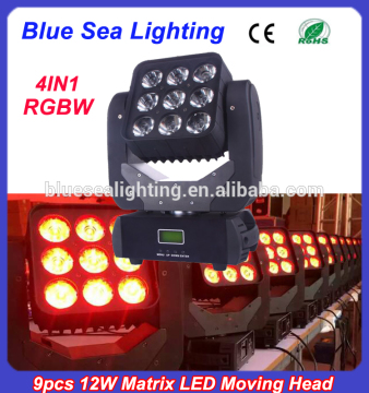 dmx rgbw 9x10w led matrix moving head