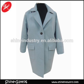 New style woolen fabric light blue women coat