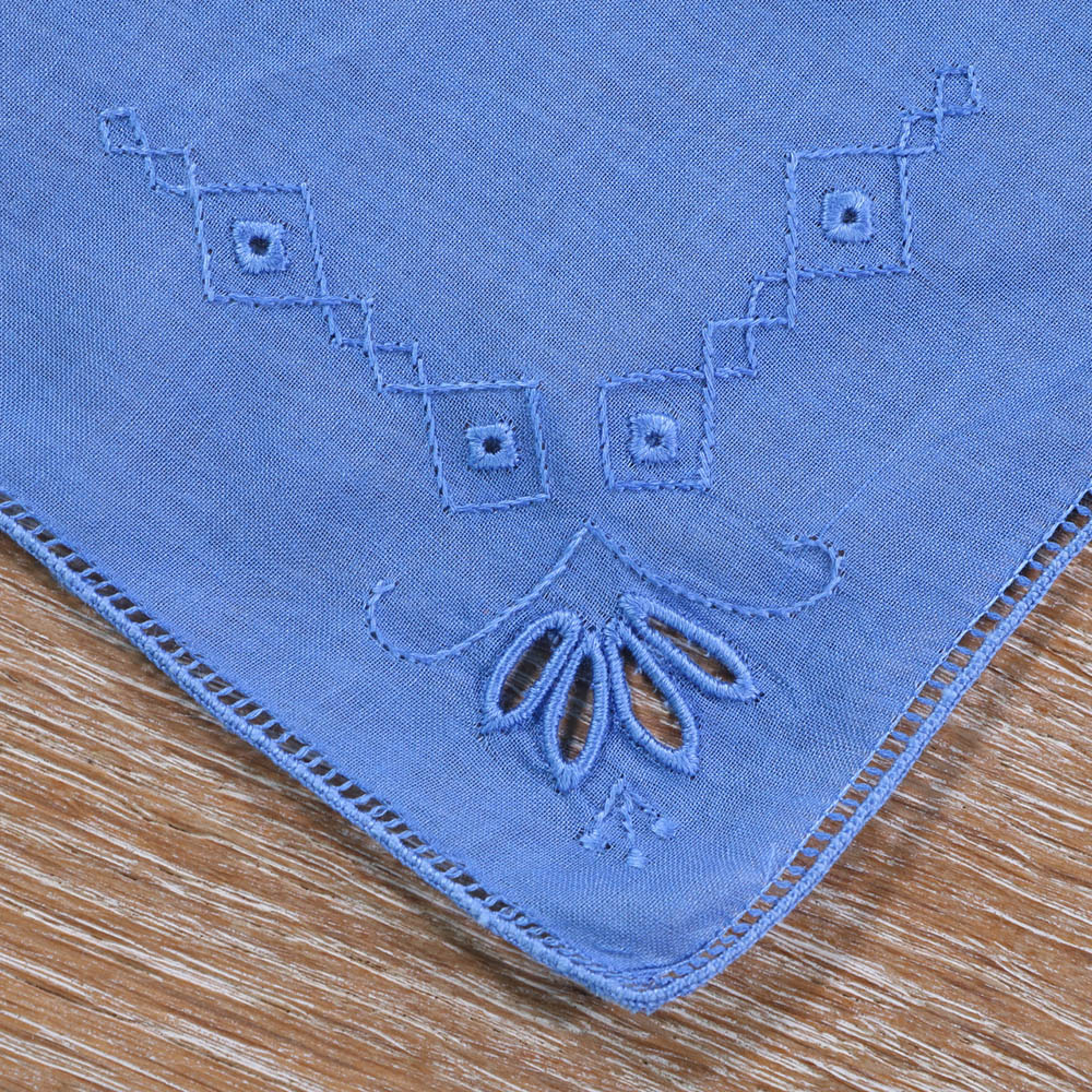 Blue Embroidery Handkerchief