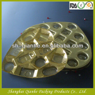 Heart-shape plastic golden tray packing