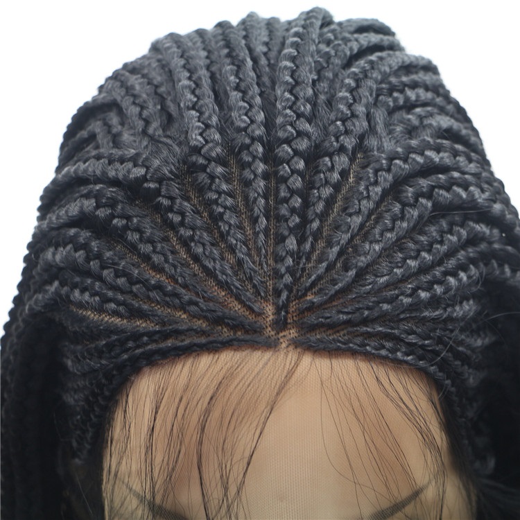 Box Braids Wig Lace Front Synthetic Hair With Natural Hairline Black
