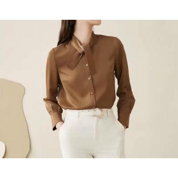 Women's blouses, irregular hem, cutting shirt collar with beading
