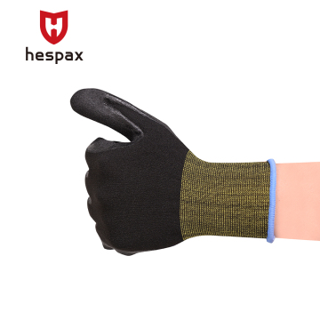 Hespax 13G Black Sandy Nitrile Palm Construction Gloves