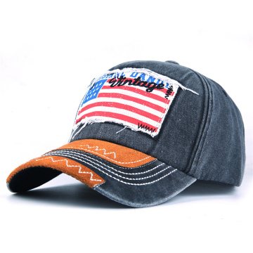 Distressed American Flag Embroidered Baseball Cap