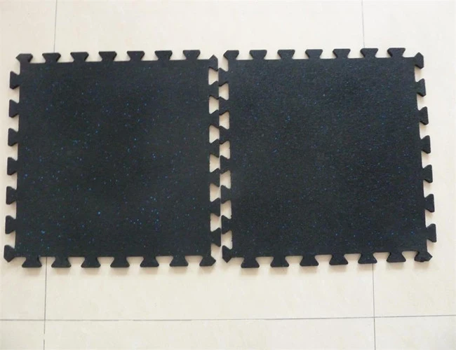 Black Color SBR Rubber Tile with Interlock, Size 500X500X15mm