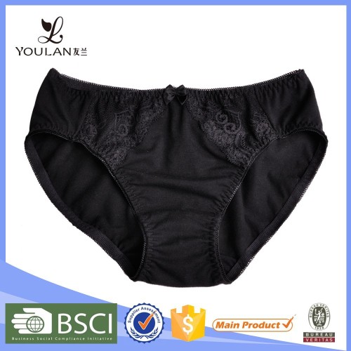 Bottom Price Top Material Sexy Lady Black Bow Tie Underwear Women