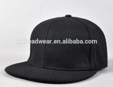 high quality six panel black flat bill cap