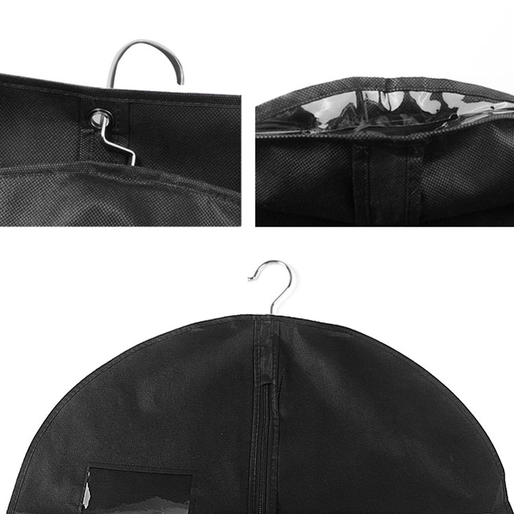 Custom non woven polypropylene black wedding dress garment suit cover bag wholesale/travel nonwoven foldable cloth garment bag