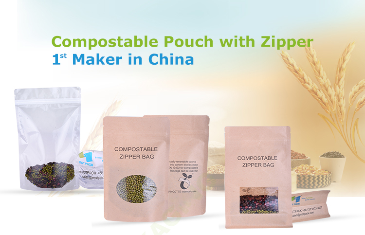 100%compostable stand up pouches white bags for coffee tea