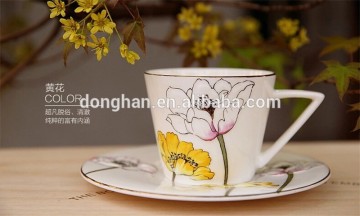 high quality wholesale white cheap bone china coffee mug with saucer