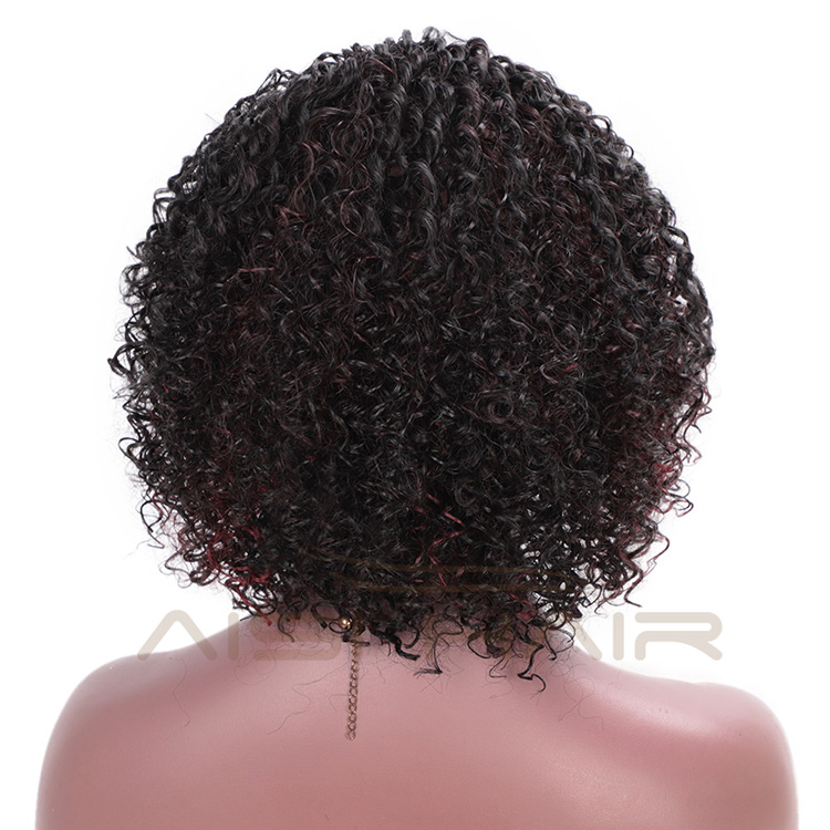 Aisi Hair Synthetic Afro Curly Short Wigs Black Mixed Bug Short Deep Curly Wigs Kinky Curly Hair Wigs for Women