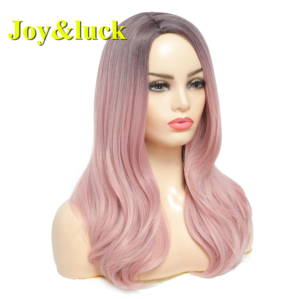 Wholesale Wigs for Women Side Part Ladies Hair Woman Party Dark Root Black Ombre Pink Natural Straight Long Synthetic Hair Wigs