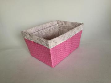 S/4 hand woven paper rope storage baskets with  liner