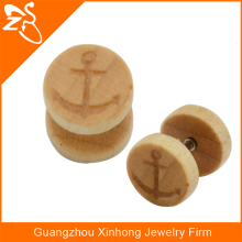 anchor cheap ear gauge plugs, wood fake plug earrings, cheater plug 16 gauge