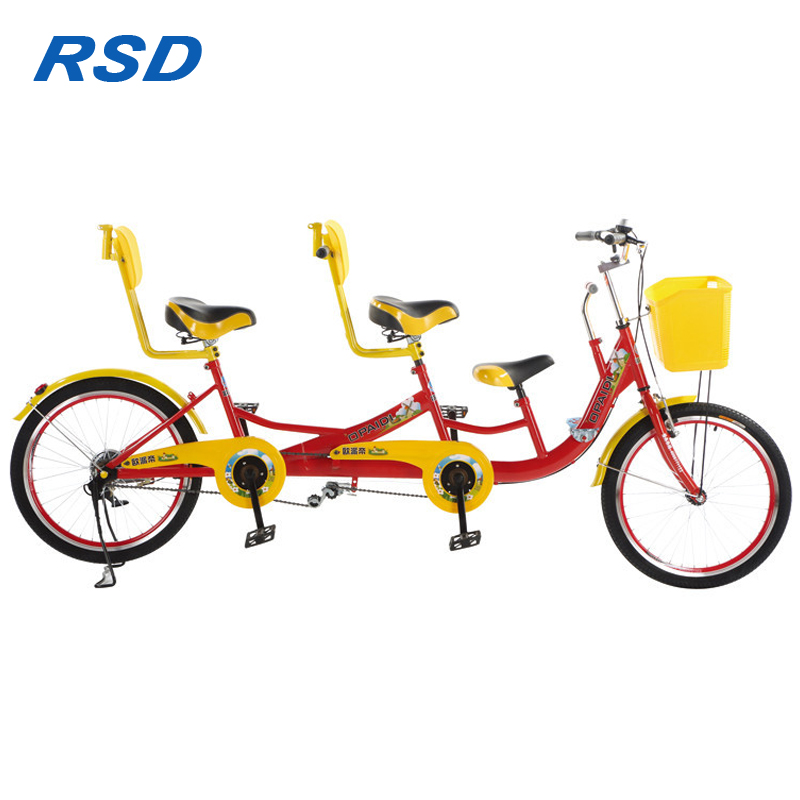 2019 3 person surrey bikes with hand brake control/steel frame tandem bikes/touring 2 seats bike