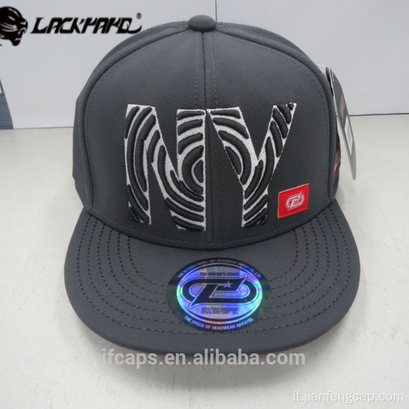 Cappellino Hip Hop Snapback a 6 pannelli con ricamo 3D