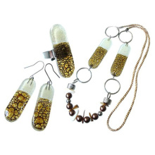 Eye-catching fabric string jewelry set polyester resin jewelry