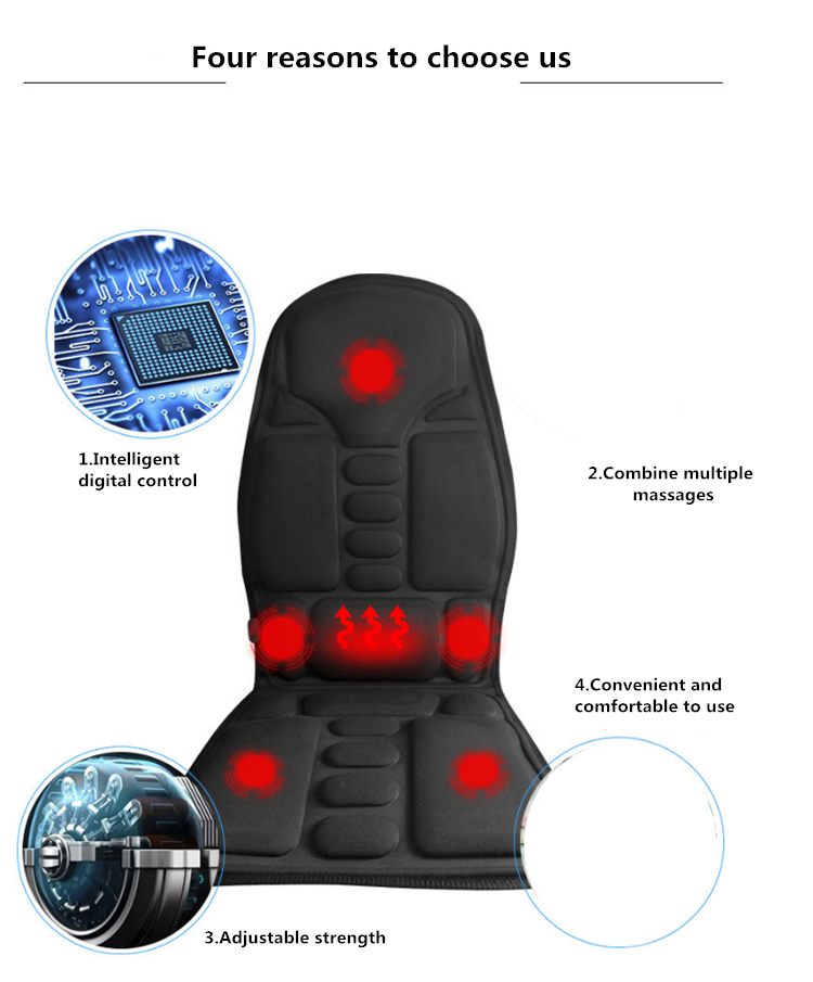 Hot Car Buttocks Vibration Heated Massage  Seat Cushion, Heated Kneading Back Buttocks Shiatsu Massage Cushion