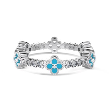 Vintage Style 925 Silver Four Leaf Clover Rings with Zircon Stones - Affordable Engagement Jewelry