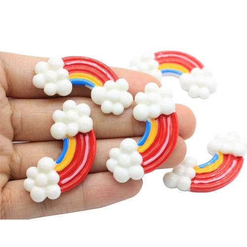100 stks Plat Kleurrijke Cloud 7 * 23 * 45mm Leuke Harsen Cabochon DIY Craft Decor Charms Kids speelgoed Decor Slime