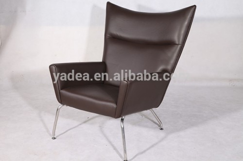 Hans wegner wing chairs black leather for living room