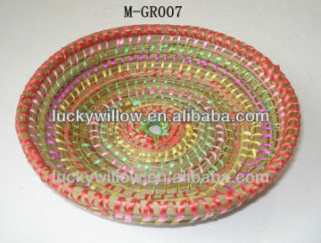 Round sea grass basket & straw basket & couch grass basket