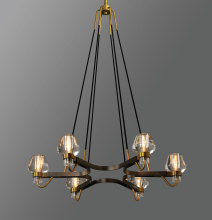Jonathan Browning Brass Modern Crystal Montalembert 6 Light Chandelier for Living Room