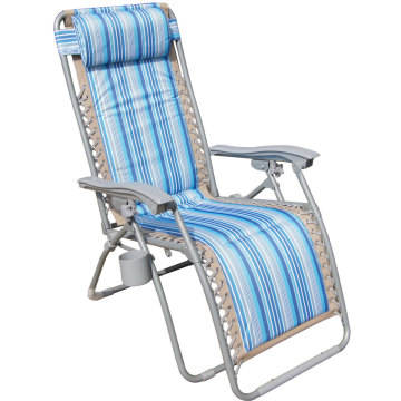 blue stripe folding recliner lounge chair