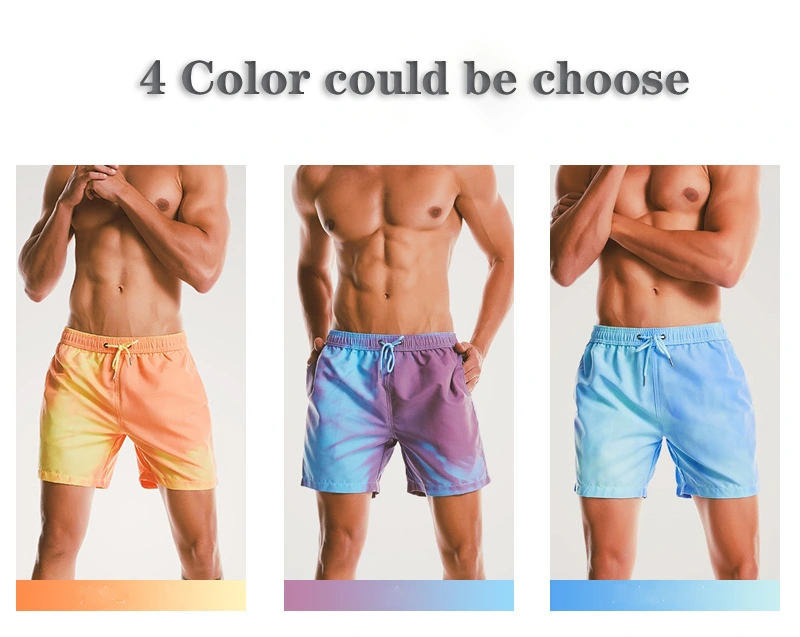 Custom Mens Temperature-Sensitive Color-Changing Blank Swim Trunk Surfing Beach Shorts