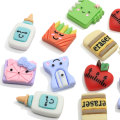 Kawaii articles scolaires crayon cahier gomme Flatback résine Cabochons embellissements bricolage Scrapbooking cheveux arc accessoires