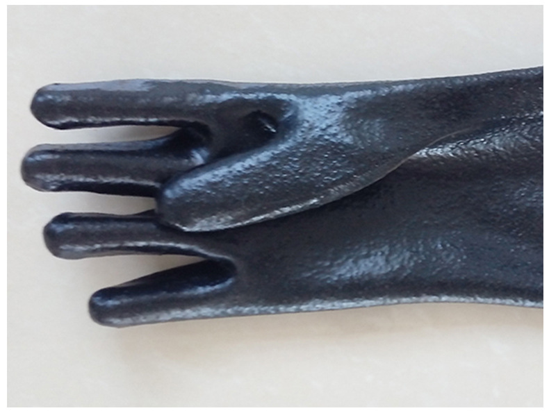 Black Single Dipped. Rough Finish.Gauntlet PVC Glove 30cm