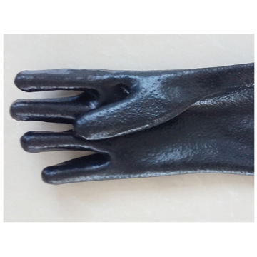 Black Single Dipped. Rough Finish.Gauntlet PVC Glove 30cm