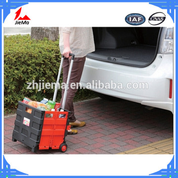 Plastic folding trolley folding shopping trolley with 2 wheels folding trolley cart