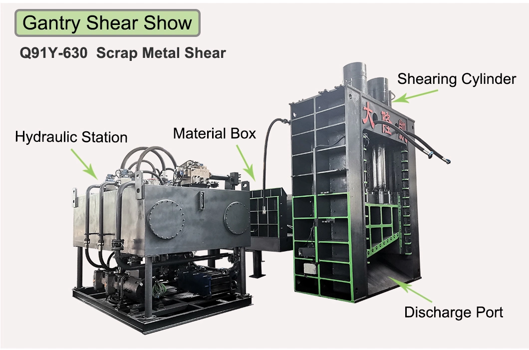 630 टन स्वचालित हाइड्रोलिक अपशिष्ट धातु कतरनी मशीन