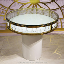 White Metal Base Crystal Cake Table for Wedding Furniture Party Event