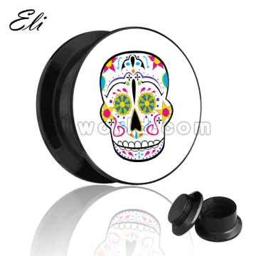 Cool Ear Plug with Sugar Skulls Logo