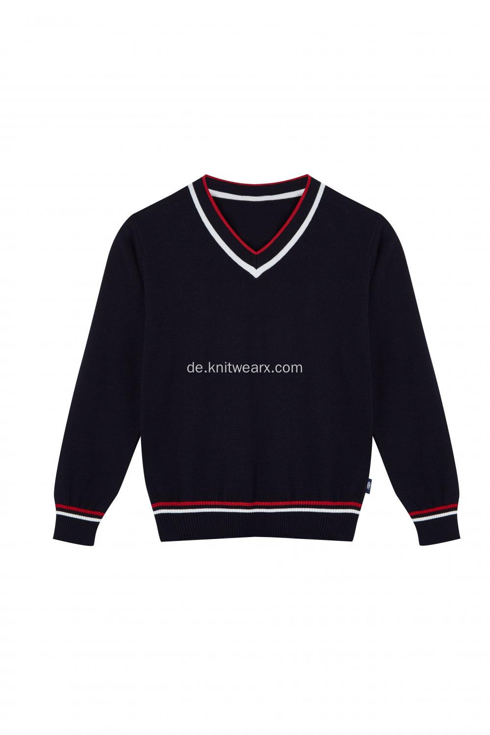 Jungen Strickpullover aus Baumwolle mit V-Ausschnitt Pullover Top